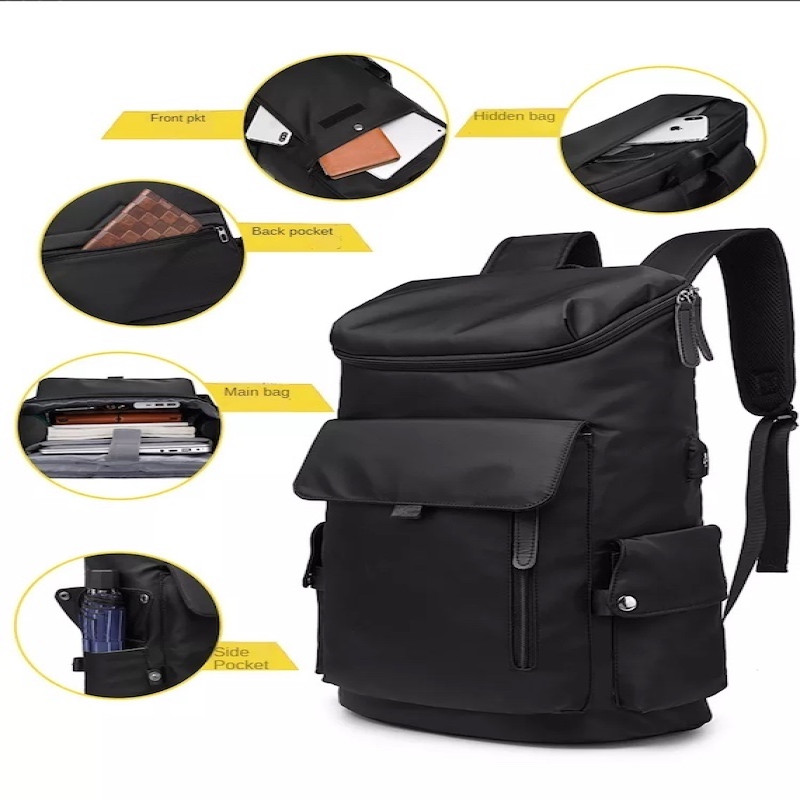 High quality outdoor school student travel luggage Adults back pack bags large capacity Black
